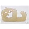Image 2 : White "Dragon & Son" jade hook and a Sino-Tebetan "Blessing for Descendants" stone figure 3 1/2" in 