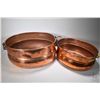 Image 1 : Two hand hammer copper oval planters including a 21" diameter double handle cast handles and an 17' 