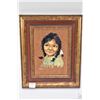 Image 1 : Small framed original acrylic on board Indian child portrait signed by artist Marla Wilson '72, 8" X