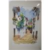 Image 2 : Framed original watercolour painting of a mediterranean alley way signed by artist Alonso (?) 12" X 