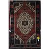 Image 1 : 100% Iranian "Hamdan" wool carpet with center medallion, stylized floral with red background in shad