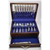 Image 1 : Wooden canteen of silverplate Oneida flatware "Flowertime" including settings for eight of dinner kn