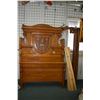 Image 1 : Antique double sized Eastlake style bed with carved center panel including headboard, footboard and 