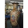 Image 2 : Large unmarked porcelain vase with pictorial panels and double lion's head decoration, 35" in height