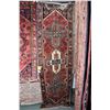 Image 1 : 100% handmade Iranian "Azarbijan" wool carpet runner with triple medallion, red background, multiple