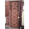 Image 1 : 100% handmade Iranian "Hamdan" carpet runner with overall geometric floral, red background and shade