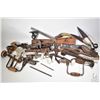Image 1 : Selection of vintage tools and hardware including wooden planes, vintage adjustable wrenches, augers