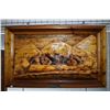 Image 1 : Large 3 dimension handcarved art work "The Voyageur" by E. Archambault, overall dimensions 29" X 47"