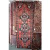 Image 1 : 100% handmade Iranian "Savem" carpet runner with triple medallion, red background in shades of blue,