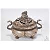 Image 1 : White metal "Guardian dragon" incense burner purportedly early 20th century