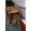 Image 1 : Three vintage stands including small candle table, Oak statuary stand and a mahogany stand with on t