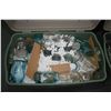 Image 1 : Large plastic tote containing a large selection of vintage glass jars and sealers including blue and