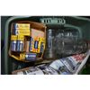Image 2 : Large plastic tote containing a large selection of vintage glass jars and sealers including blue and