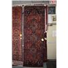 Image 1 : 100% handmade Iranian "Saveh" carpet runner with triple medallion, red background and shades of blue