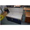 Image 1 : Blue metal steamer trunk with original lift out tray
