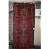 Image 1 : 100% handmade Iranian "Goltog" carpet with triple medallion, red background in jewel tones of pink, 
