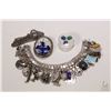 Image 2 : Selection of collectible jewellery including six ring watches, a sterling silver charm bracelet with