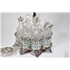 Image 2 : Antique silverplate and pressed glass cruet set , all complete with no damage to bottles, and a silv