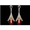 Image 1 : Red Crystal & Rhinestone Costume Drop Dangle Earrings