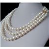 Image 1 : 3 Row Strands Natural 9-8mm Akoya White Pearl 18" Necklace