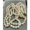 Image 2 : 3 Row Strands Natural 9-8mm Akoya White Pearl 18" Necklace