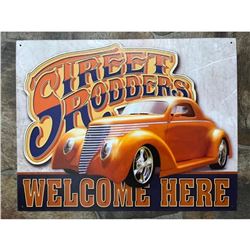 Street Rodders Welcome Here Metal Garage Pub Bar Sign