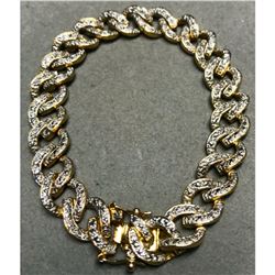 Gold & Sterling Diamond Chip Link Bracelet