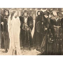 Early 1900's Lithograph Print,The Penance of Eleanor, Duchess of Gloucester, Sorcerer, Witchcraft
