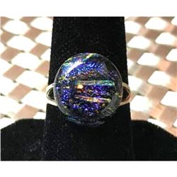 Artisan Made Dichroic Glass Sterling Silver Ring