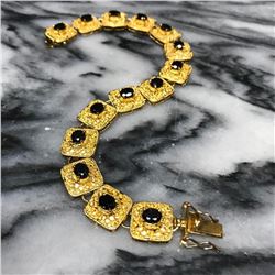 Black Sapphire & 14kt Gold over Sterling Silver Bracelet