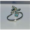 Image 2 : Blue Apatite, Enamel & Sterling Silver Butterfly Ring