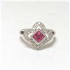 Image 2 : Ruby & Diamond 14kt White Gold Cocktail Ring