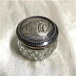 Antique Cut Glass & Sterling Silver Dresser Jar