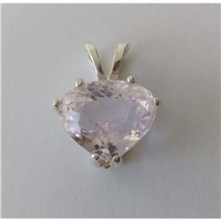 6.28c Light Pink Kunzite Sterling Silver Heart Pendant