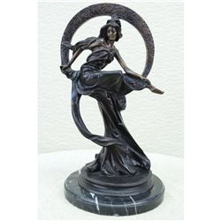 Art Nouveau Style Moon Goddess Bronze Sculpture