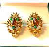 Image 1 : Edwardian Gilt Metal Paste & Pearl Earrings