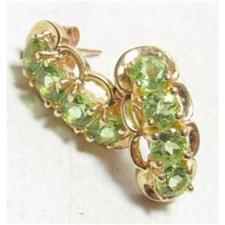 2.55cts Green Peridot Gemstone & Gold Drop Earrings