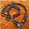 Image 1 : Carved Agate, Silver & Hematite Multi-Strand Butterfly Necklace