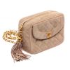 Image 2 : Chanel Beige Quilted Suede Small Tassel Camera Bag