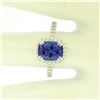 Image 4 : 14k White Gold 3.03 ctw Diamond and Cushion Cut Tanzanite Quality Modern Ring