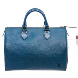 Louis Vuitton Blue Epi Leather Speedy 30 cm Satchel Bag