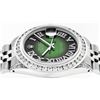 Image 6 : Rolex Mens Stainless Steel Green Vignette Roman Diamond Datejust Wristwatch With