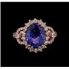 Image 2 : 3.93 ctw Tanzanite and Diamond Ring - 14KT Rose Gold