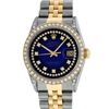 Image 2 : Rolex Mens 2 Tone 14K Blue Vignette String Diamond Lugs Datejust Wristwatch