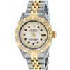 Image 2 : Rolex Ladies 2 Tone 14K MOP Ruby & Pyramid Diamond Datejust Wriswatch