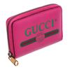 Image 1 : Gucci Pink Textured Leather Logo Print Card Case Wallet
