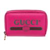 Image 2 : Gucci Pink Textured Leather Logo Print Card Case Wallet