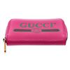 Image 4 : Gucci Pink Textured Leather Logo Print Card Case Wallet