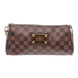 Louis Vuitton Damier Ebene Canvas Leather Eva Pochette Clutch Bag