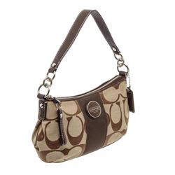 Coach Brown Monogram Canvas Leather Shoulder Bag